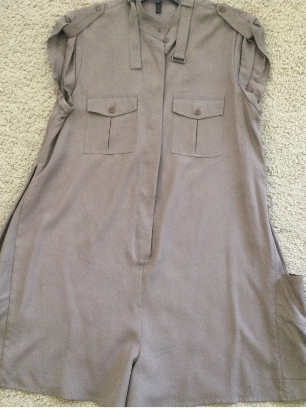 Sleevelessw Utility ROMPER in Taupe